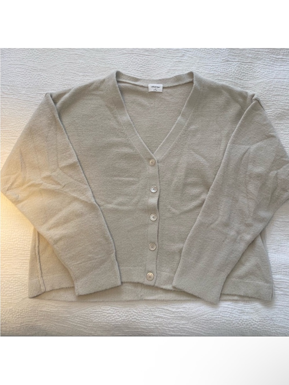 Wilfred Hush Knit Cream V-Neck Button Front Cardigan